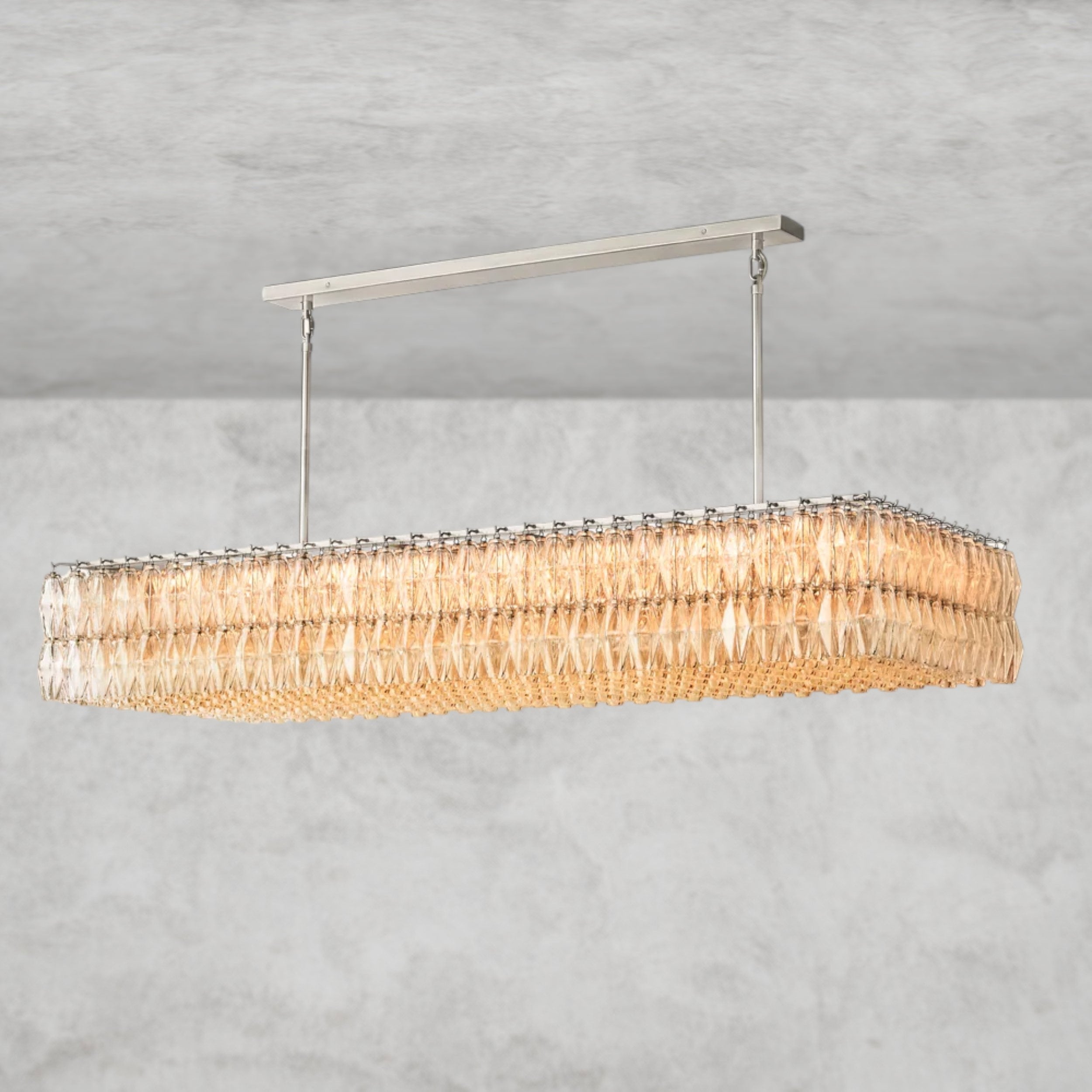 CHIARA CLEAR/ SMOKE GLASS RECTANGULAR CHANDELIER 54", 74"